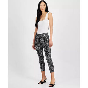 INC International Concepts Plus Size 16 Black & White Printed Capri Pants NWT